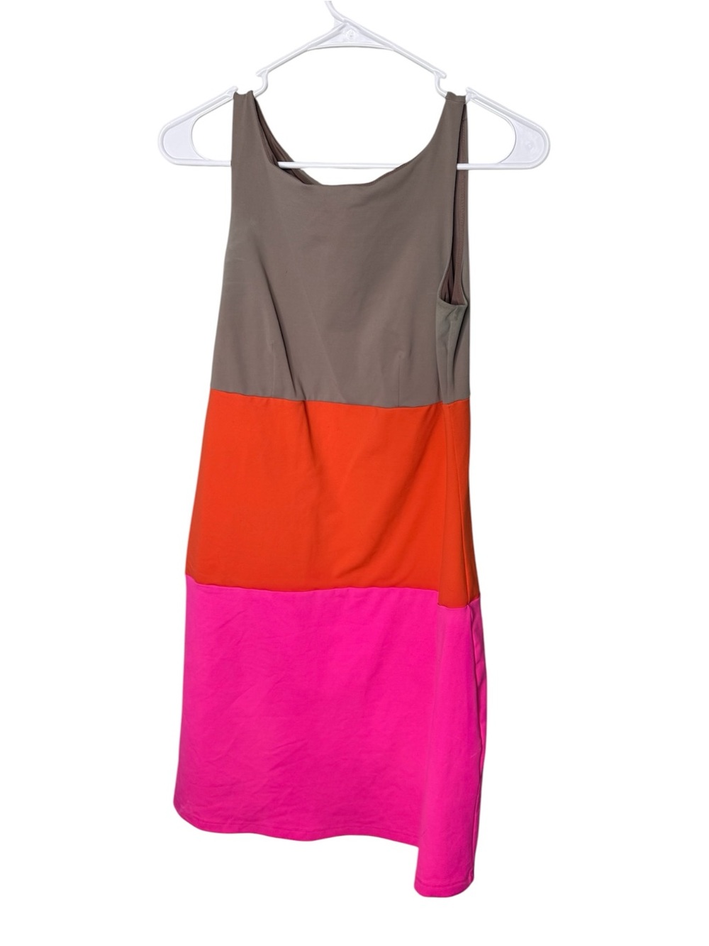 Cynthia Rowley Colorblock Mini Dress XS Pink Orange Taupe Sleeveless